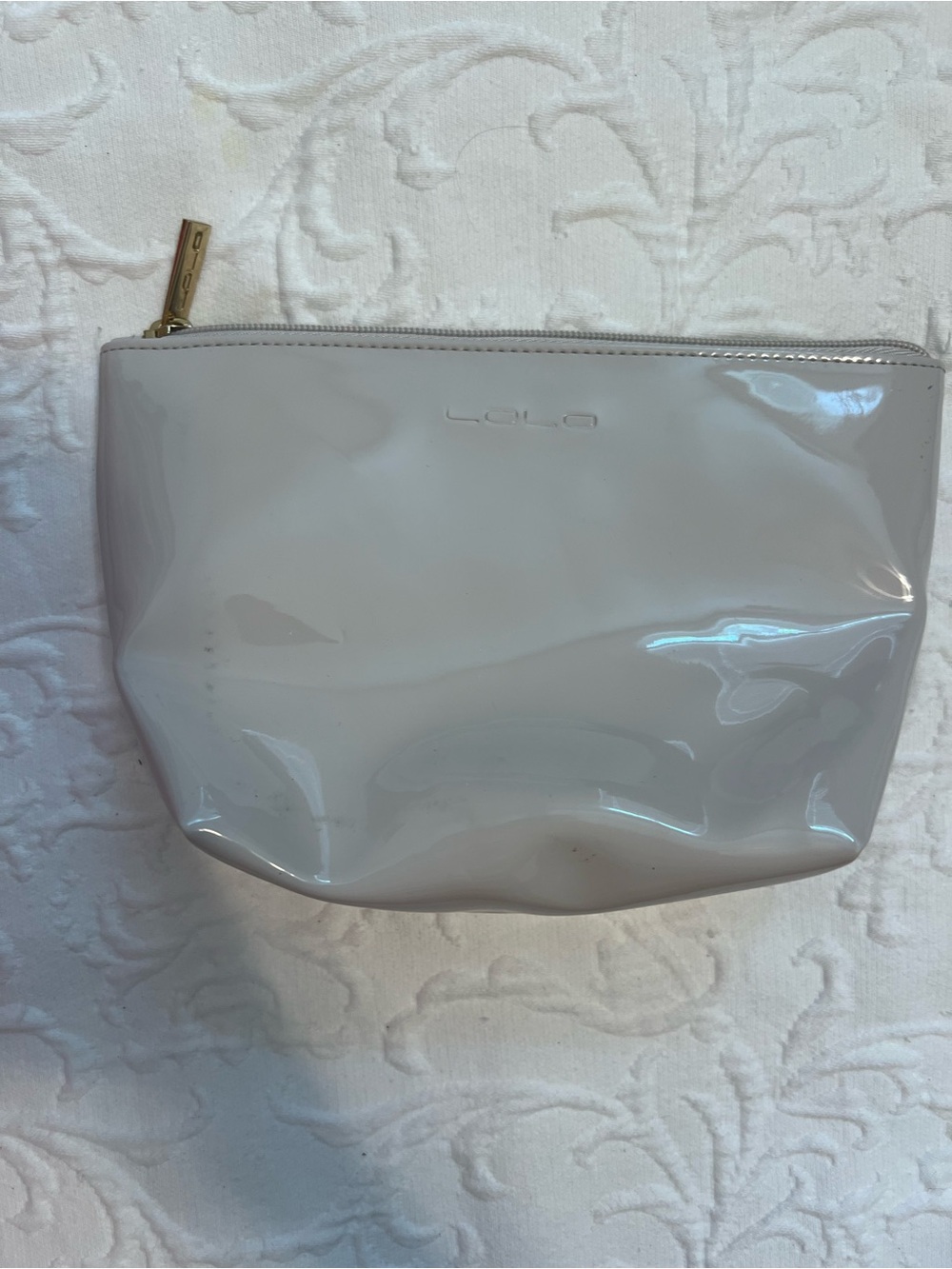 Polo Beach Wipeable Gray Cosmetic Pouch with Coral Accent - Picture 2 of 4